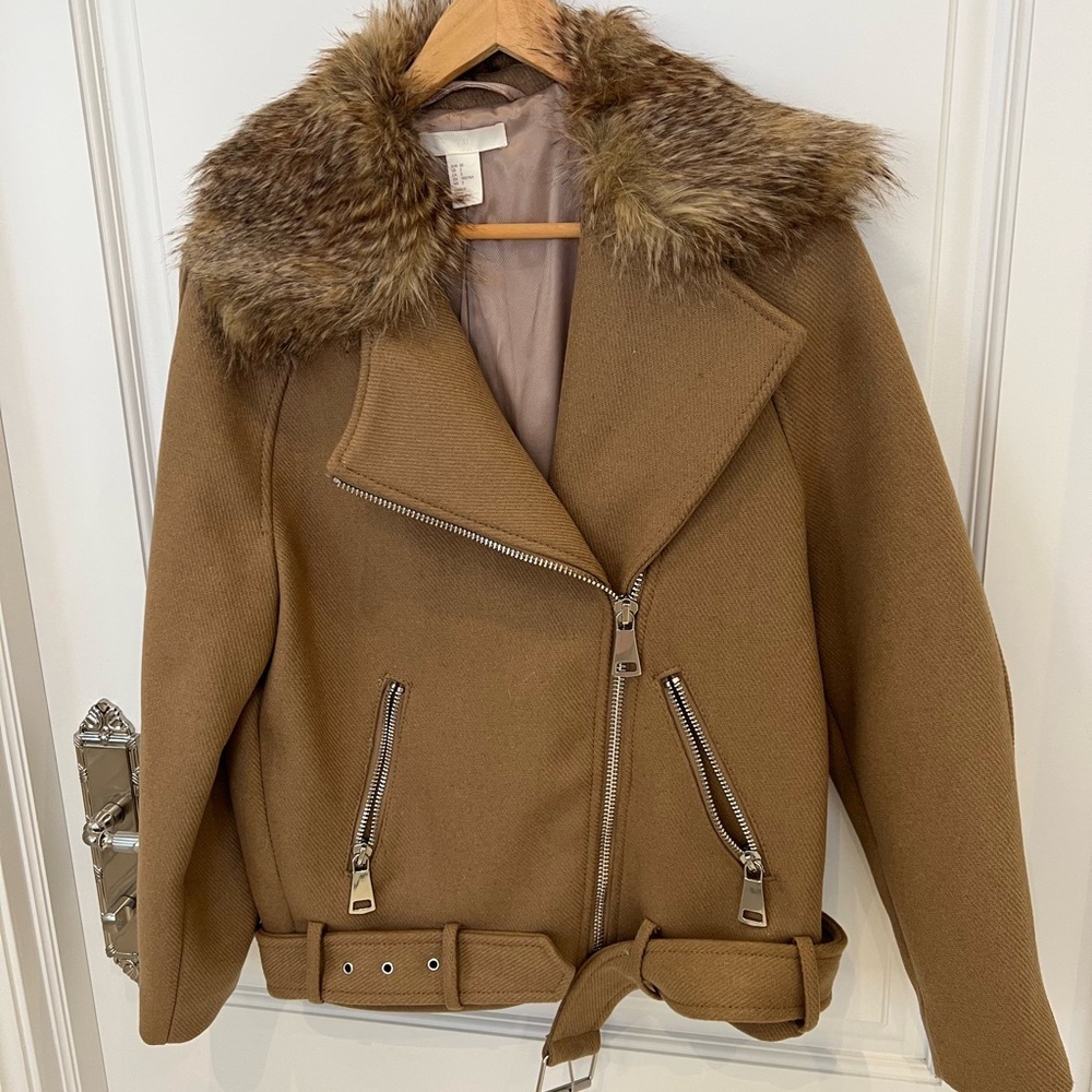 H&M oversize jacket with fur
